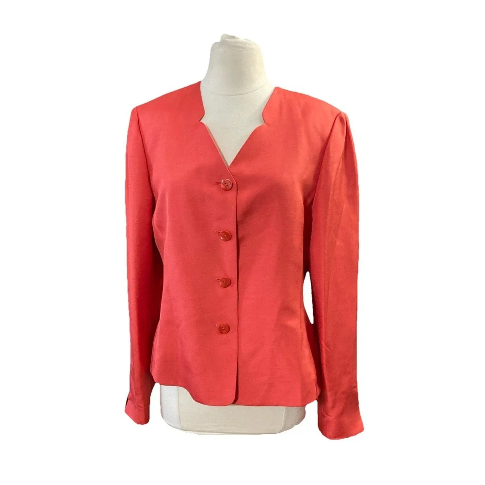 Dana Buchman Silk‎ Wool Skirt suit wmens Sz 12 New Pink Career mother Bride $476